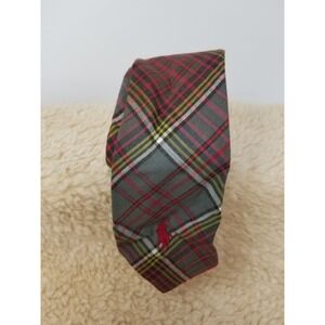 VTG POLO RALPH‎ LAUREN Brown Grey Red Plaid Wool Tweed Tie See Pics